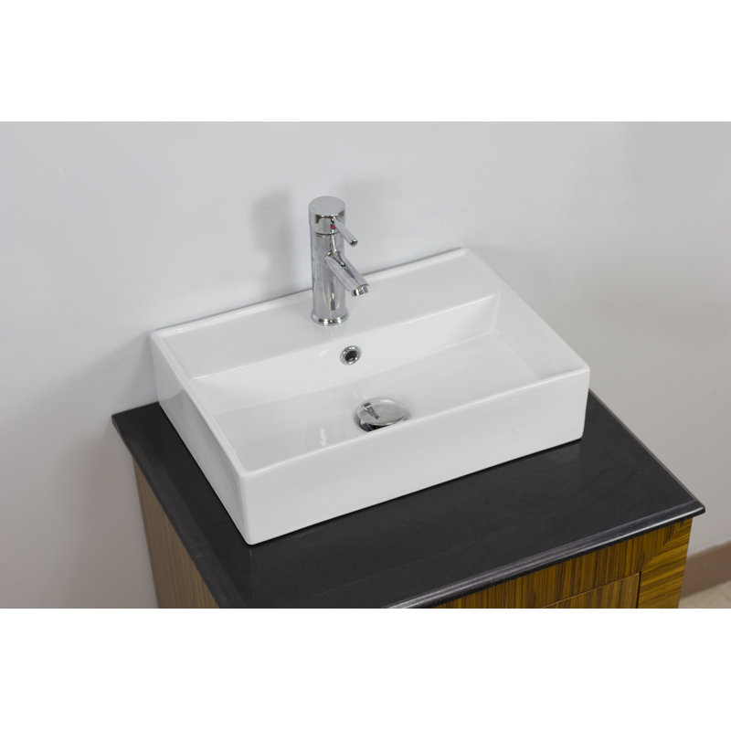 American Imaginations Ceramic Rectangular Vessel Bathroom Sink with